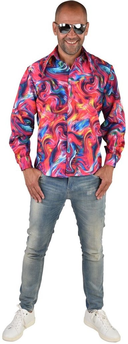 Psychedelische Draaikolken Hemd Roze Man | Large | Carnaval kostuum | Verkleedkleding